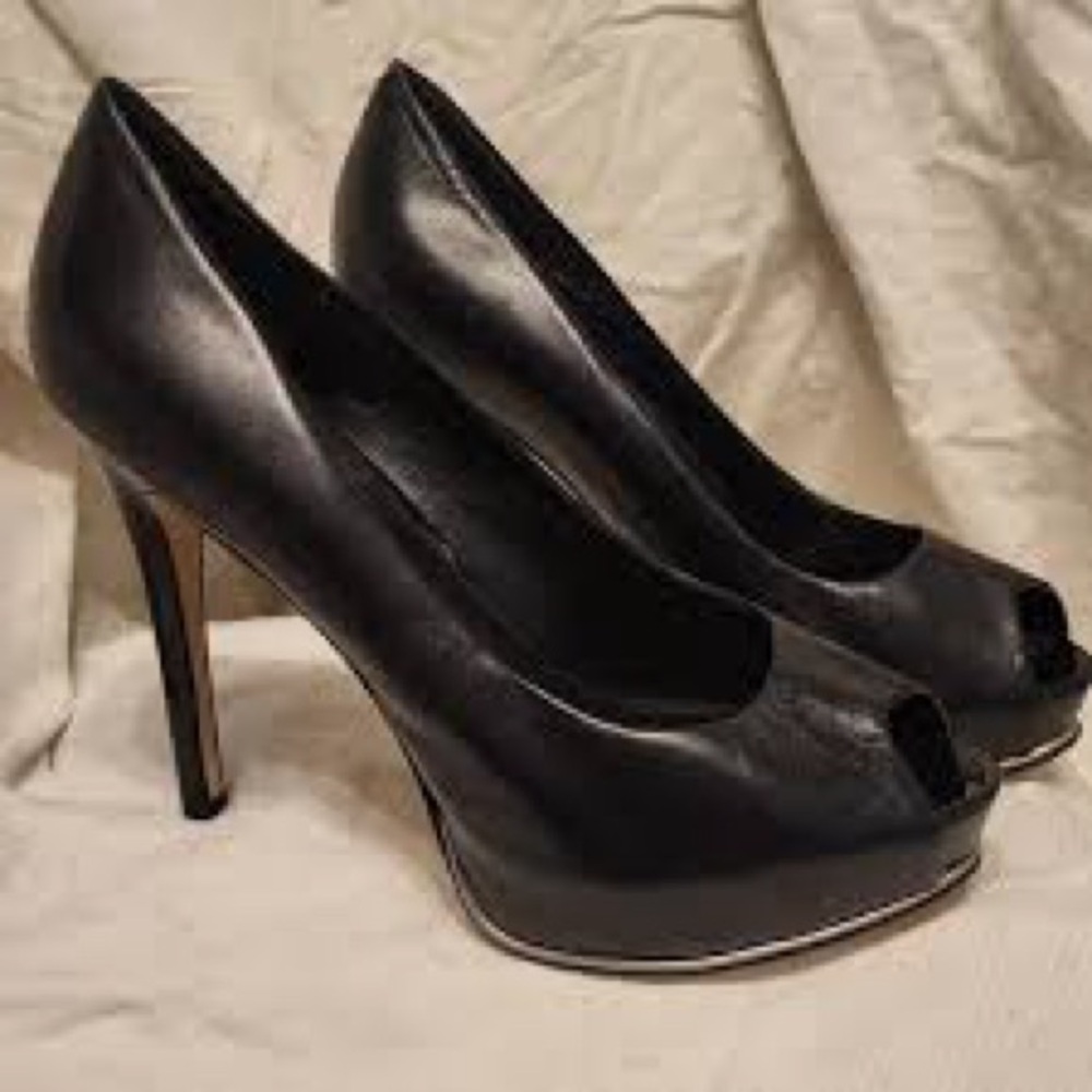 Guess Black Peep-Toe Platform Heels